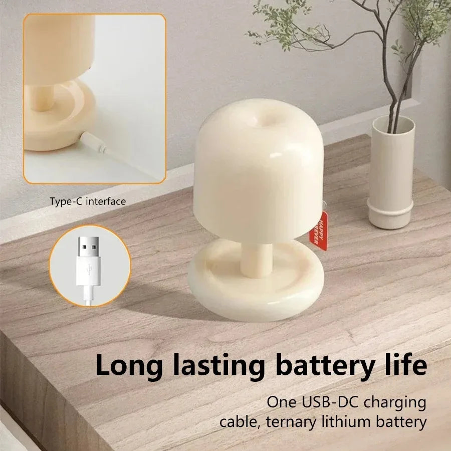 Mini Desktop Sunset Night Lamp USB Rechargeable Mushroom Style