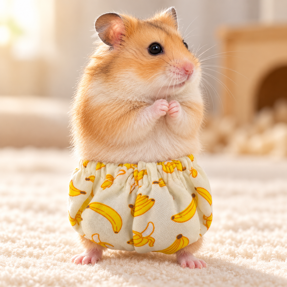 Hamster wearing Banana pants